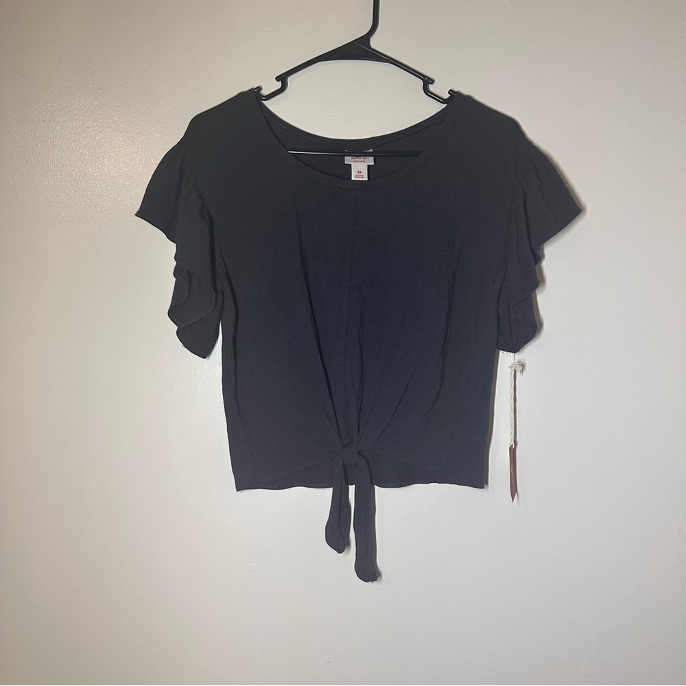 Mossimo Supply Co. Charcoal Tie-Front Top